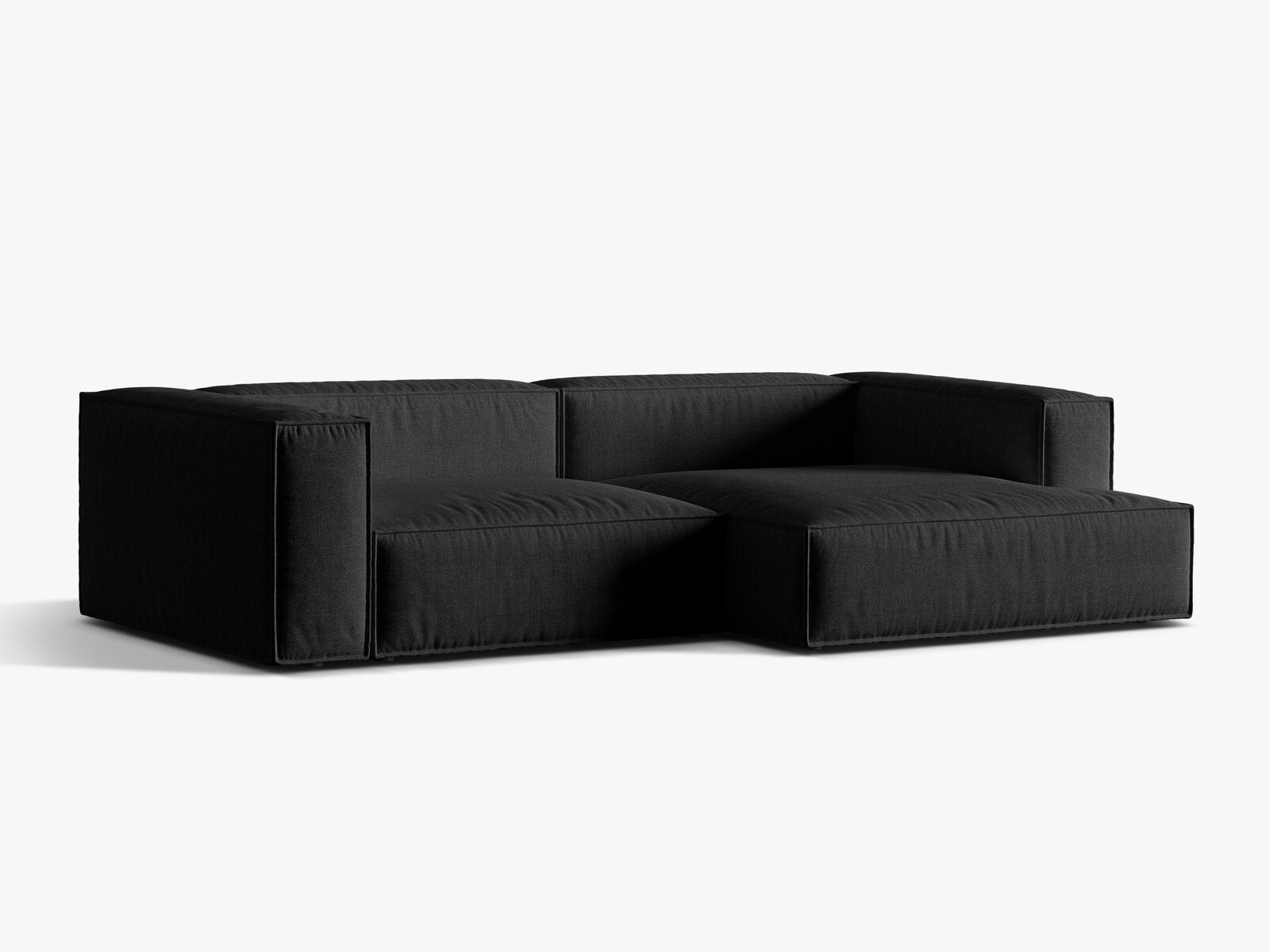 Micadoni Ecksofa Nuria 4-Sitzer Rechts Strukturierter Stoff Schwarz