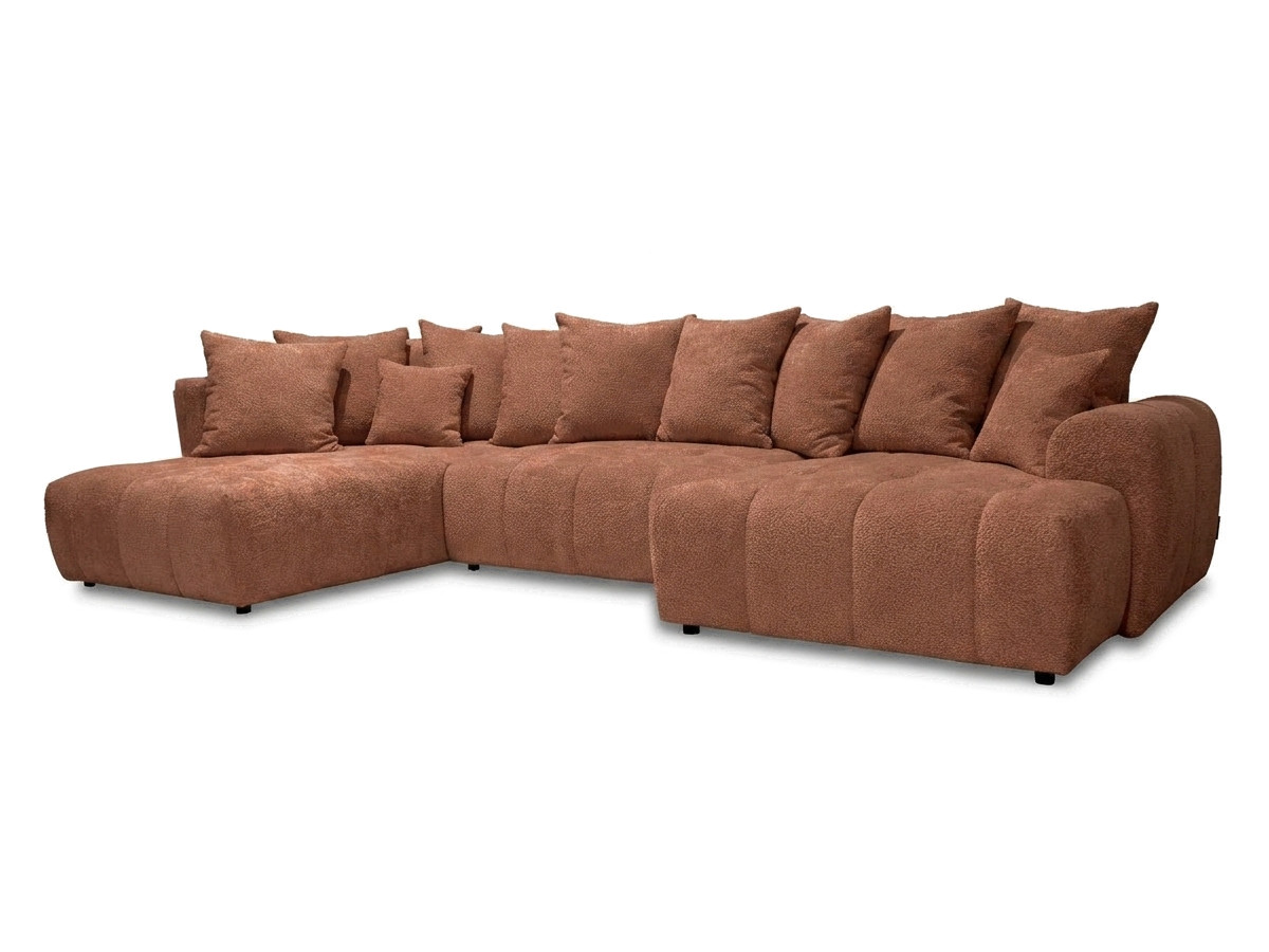 Bobochic Roxelane Wohnlandschaft Bouclé-Stoff Orange Ecke links