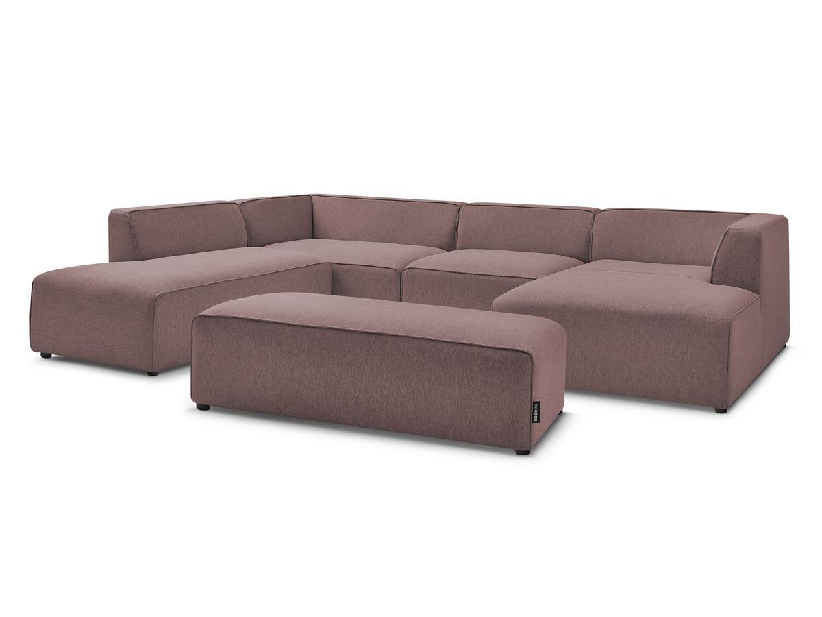 Bobochic Megeve Wohnlandschaft mit Pouf Melange-Stoff Rosa Ecke rechts