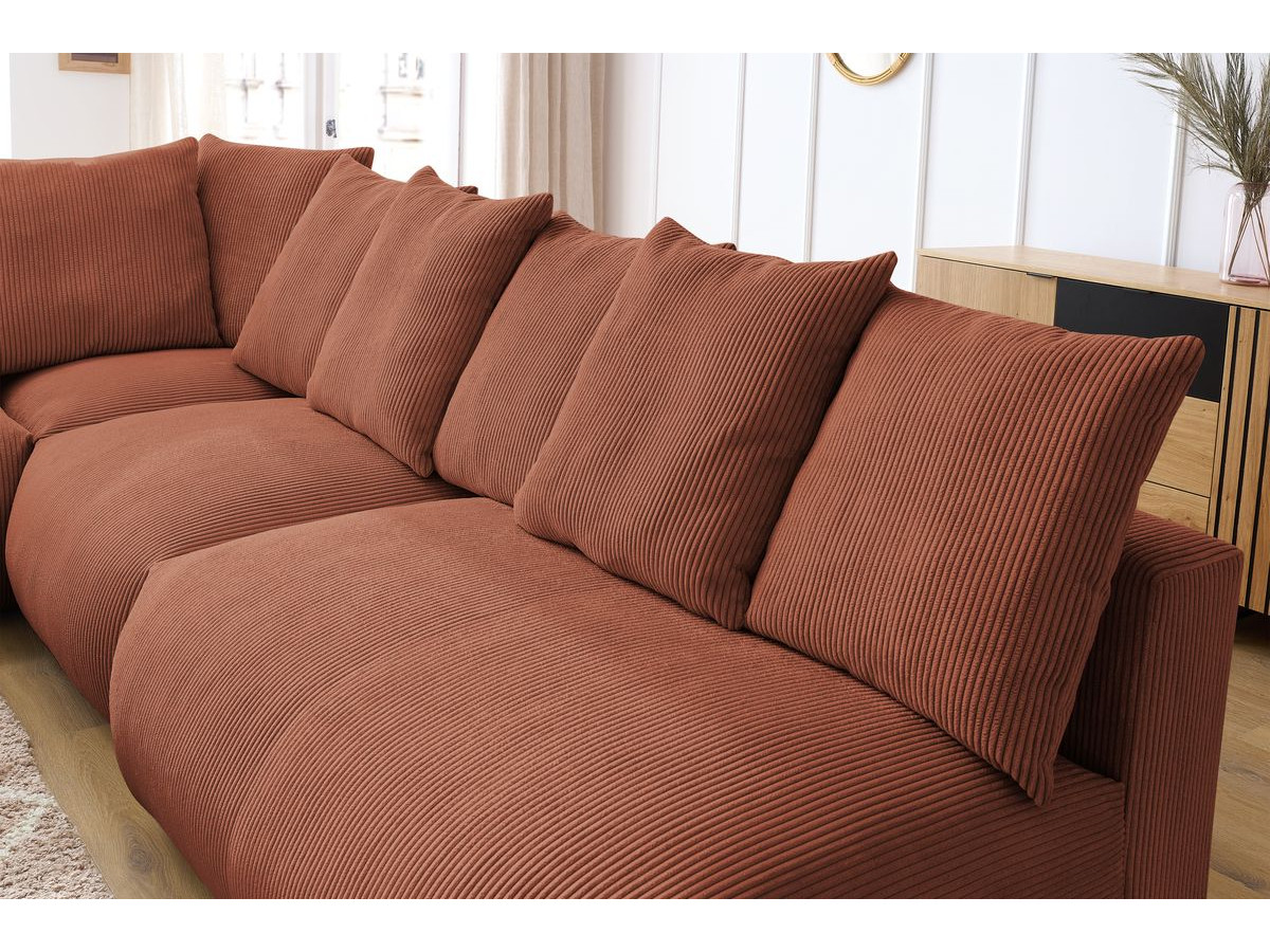 Bobochic Voltaire Ecksofa mit Pouf 322 × 268 cm Cordsamt Orange Ecke links