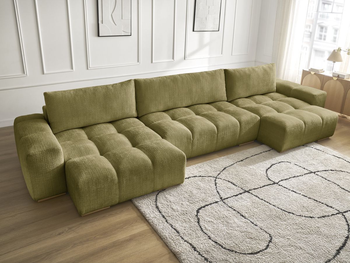 Bobochic Anakin Wohnlandschaft, 3 Kissen Strukturstoff Grün