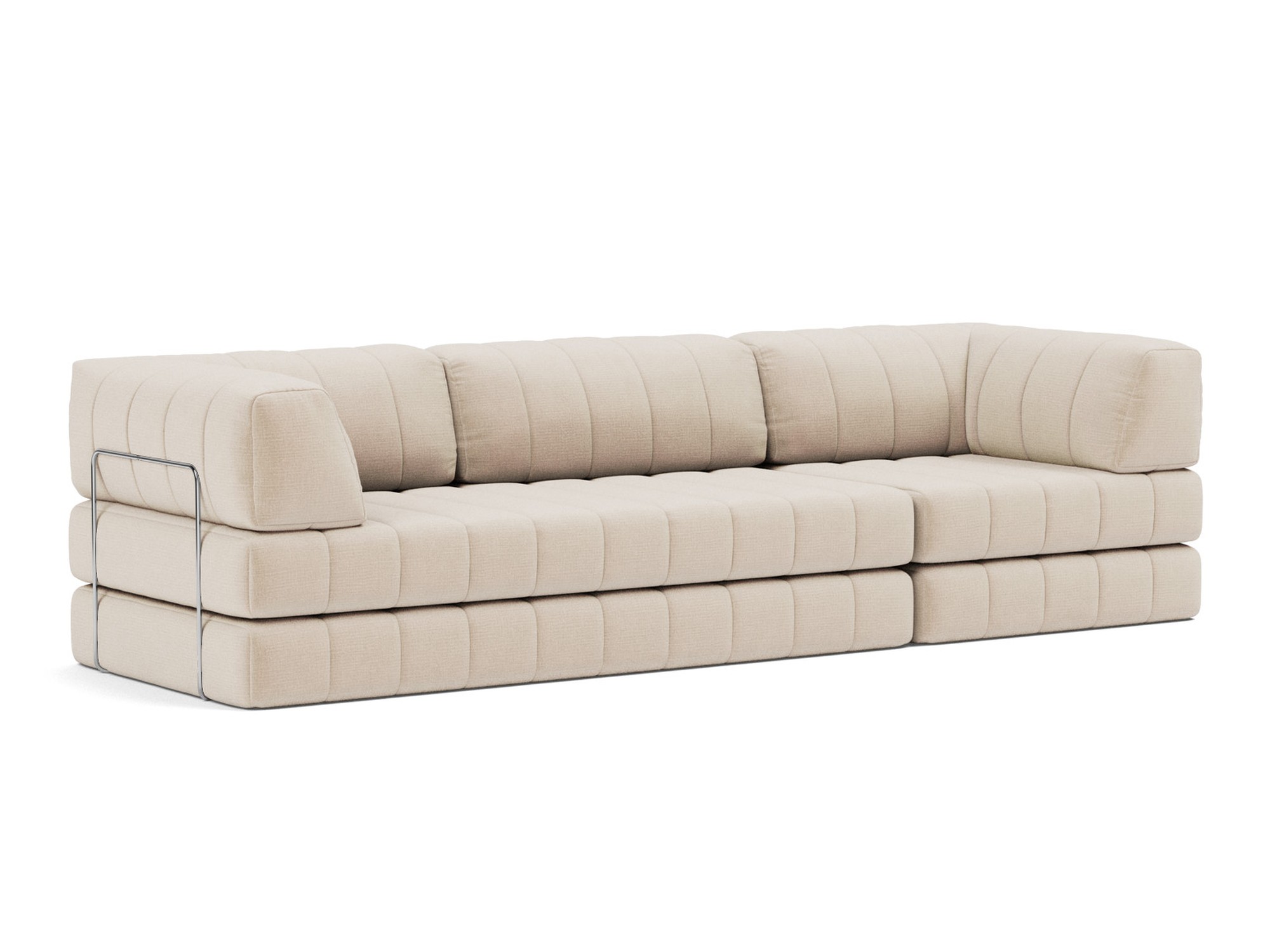 Schlafsofa CozyPad Grand mit Armlehnen Chenille Esina 410-Almond-Beige
