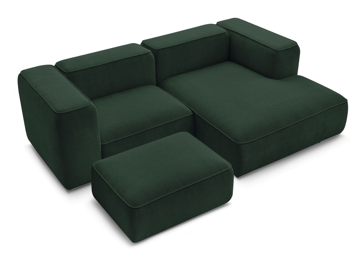Bobochic Zephyr Ecksofa mit Pouf 260 × 165 cm Strukturstoff Grün Ecke rechts