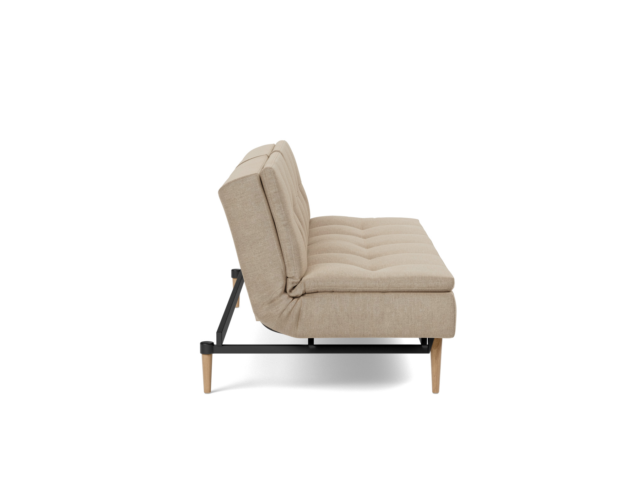 Schlafsofa Dublexo Flachgewebe Phobos 587-Mocha Beine Styletto Eiche hell
