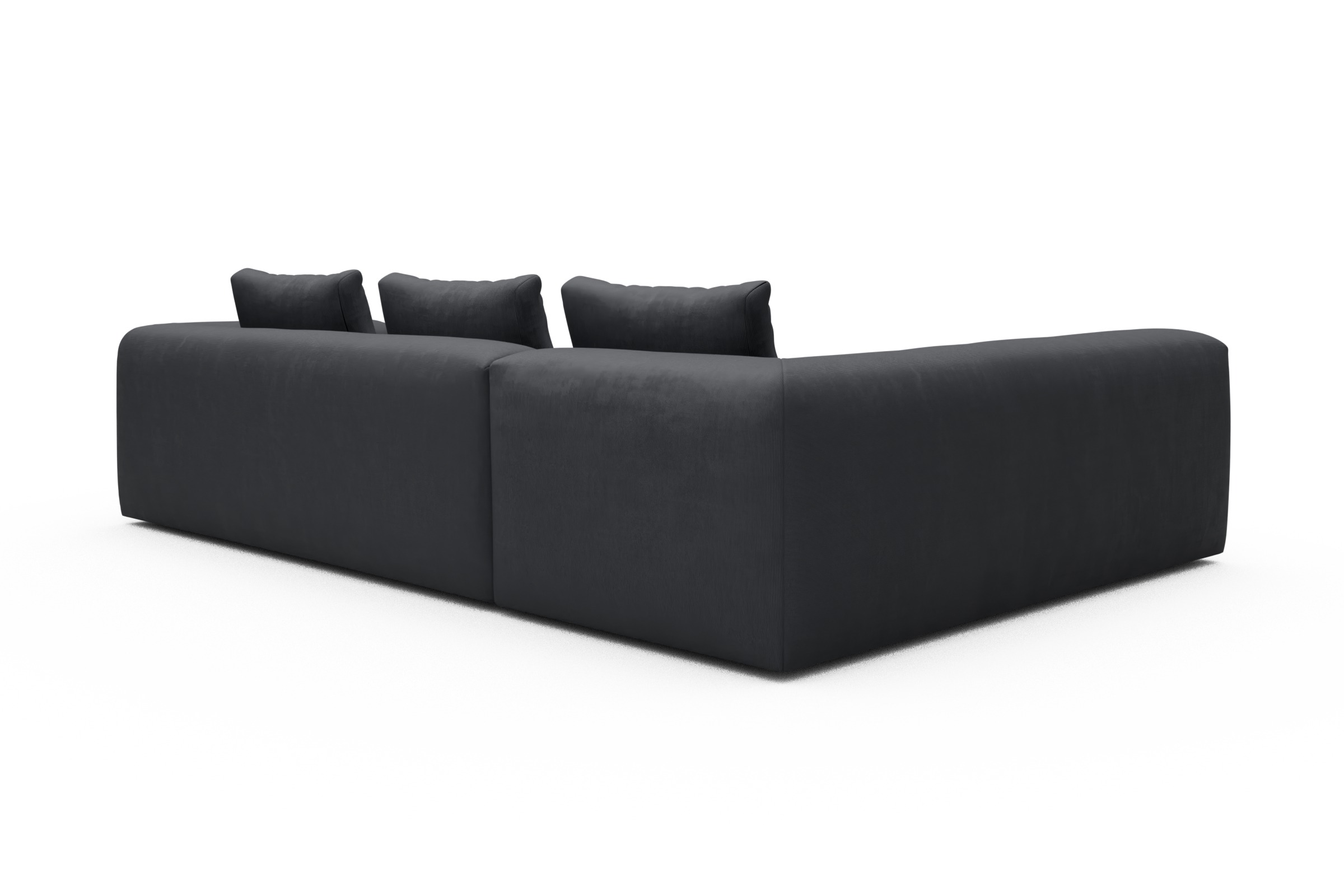 Ecksofa Fred 2x 2,5-Sitzer links offen Cordufine-Slate-Grey