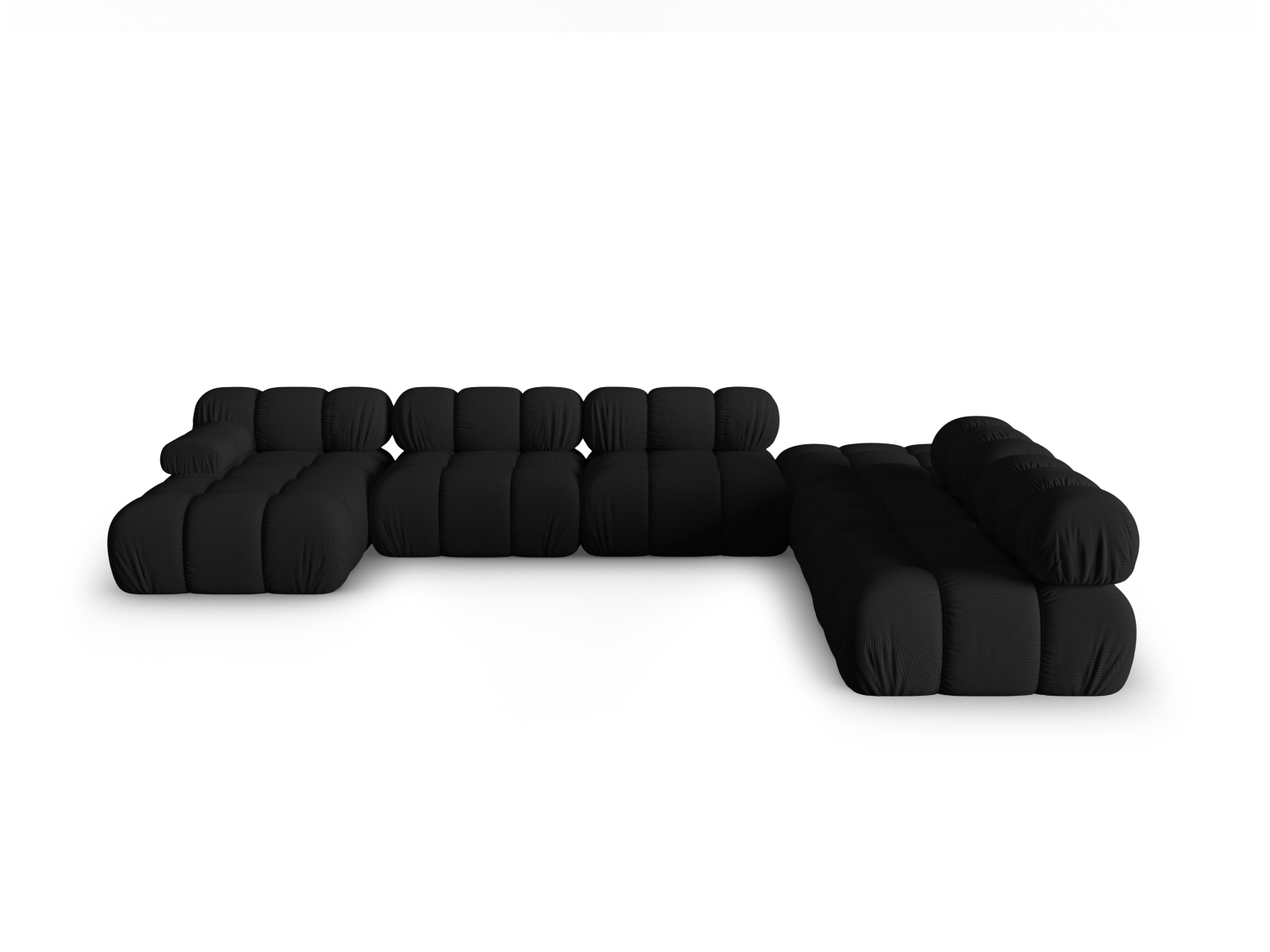 Micadoni Modulares Panorama Ecksofa Bellis 7-Sitzer Rechts 3D-Stoff Sonic Schwarz
