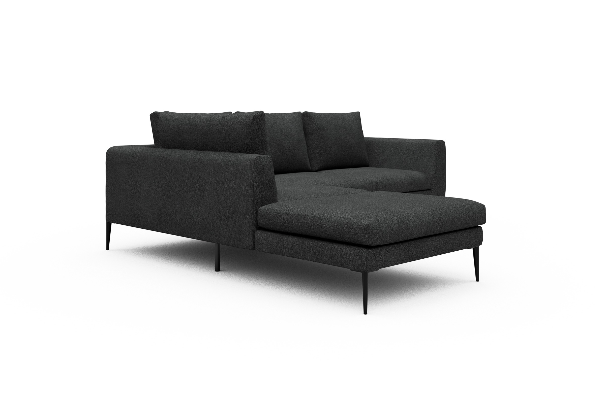 Ecksofa Paul Relax-Ecke links mit 2-Sitzer Boucle-Charcoal