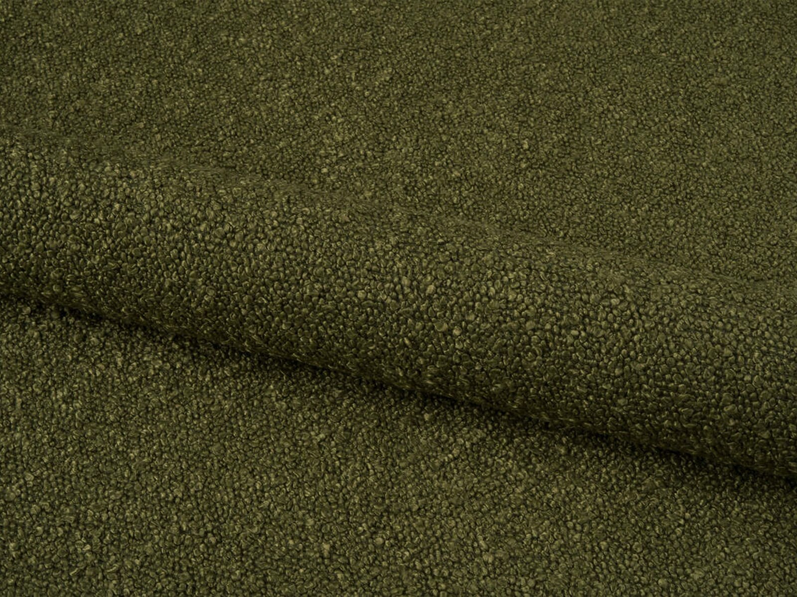 Micadoni Ecksofa Jodie 3-Sitzer Rechts Boucle Baloo Dunkel-Olivgrün