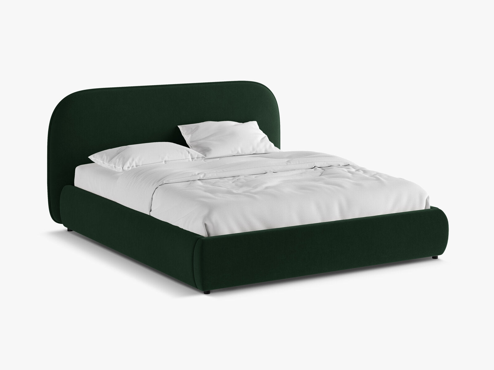 Micadoni Murada Bett mit Kopfteil Samt Salvador Flaschengrün 140x200