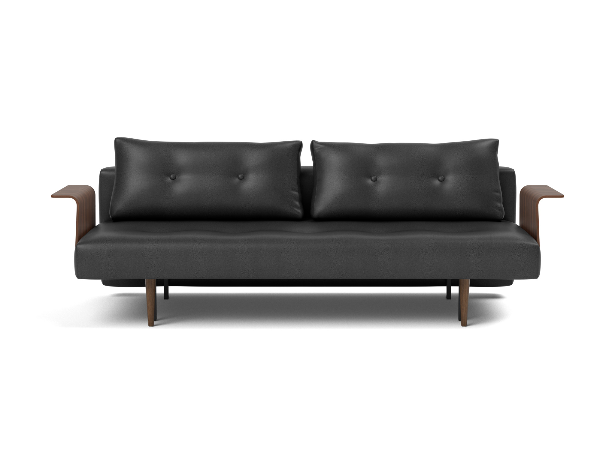 Schlafsofa Recast mit Armlehnen Lederoptik Faunal 550-Black