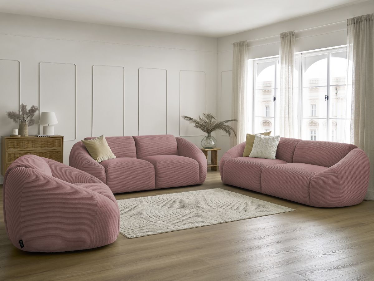 Bobochic Tina Sofa 6-Sitzer Cordsamt Rosa