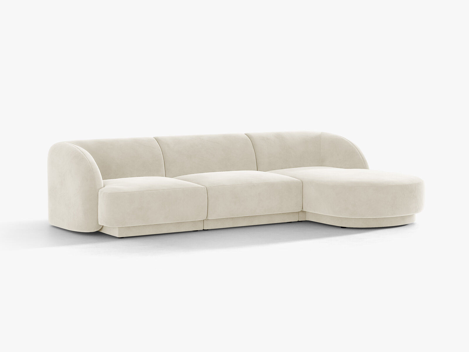 Micadoni Ecksofa Miley 4-Sitzer Rechts Samt Bluvel Helles Beige