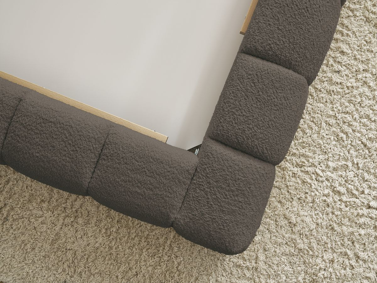 Bobochic Mont-blanc Polsterbett mit Bettkasten Bouclé-Stoff Braun, Liegefläche 140 × 190 cm