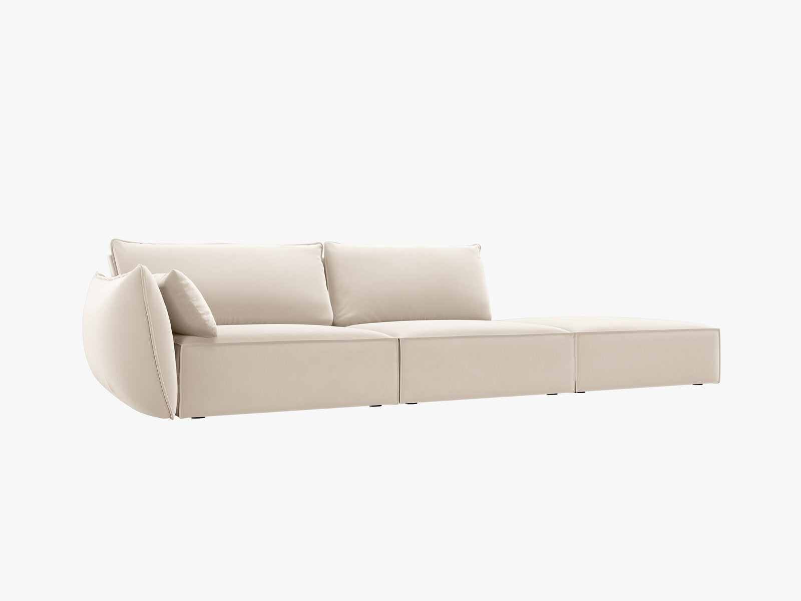 Micadoni Sofa Kaelle 4-Sitzer Rechts Samt Bluvel Helles Beige