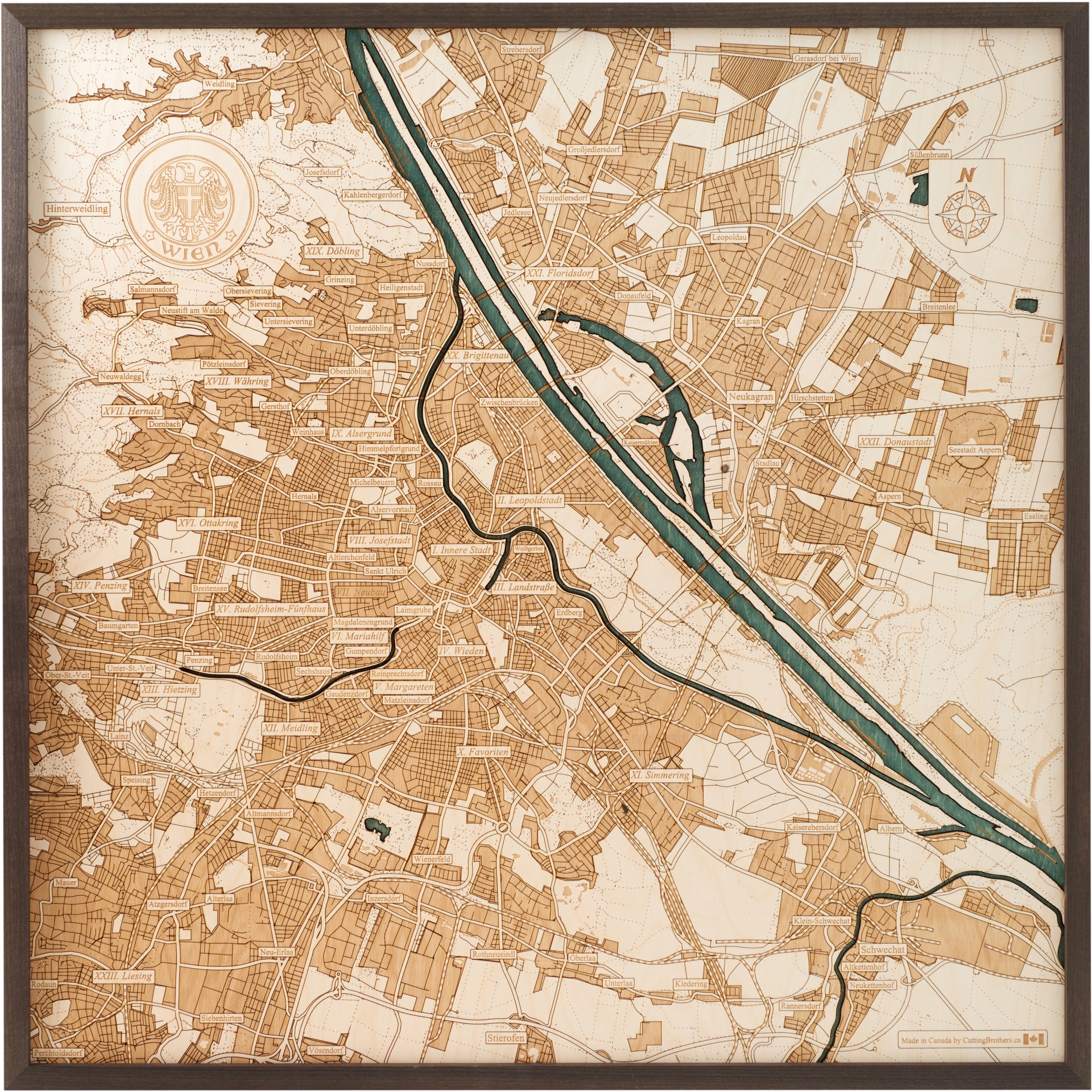 Cutting Brothers 3D Holz-Wandkarte Wien 76 x 76 moebelfaktor