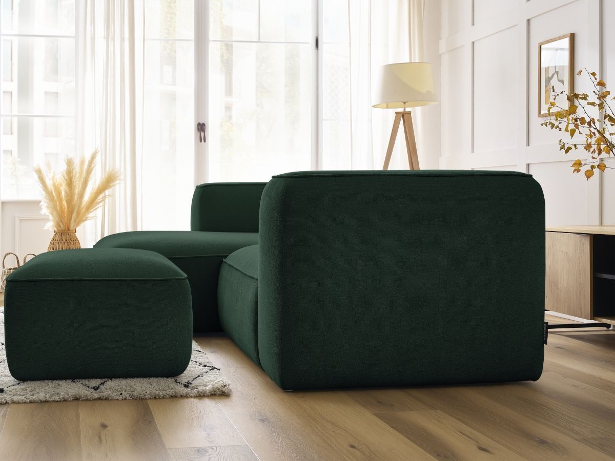 Bobochic Zephyr Ecksofa mit Pouf 260 × 165 cm Strukturstoff Grün Ecke links