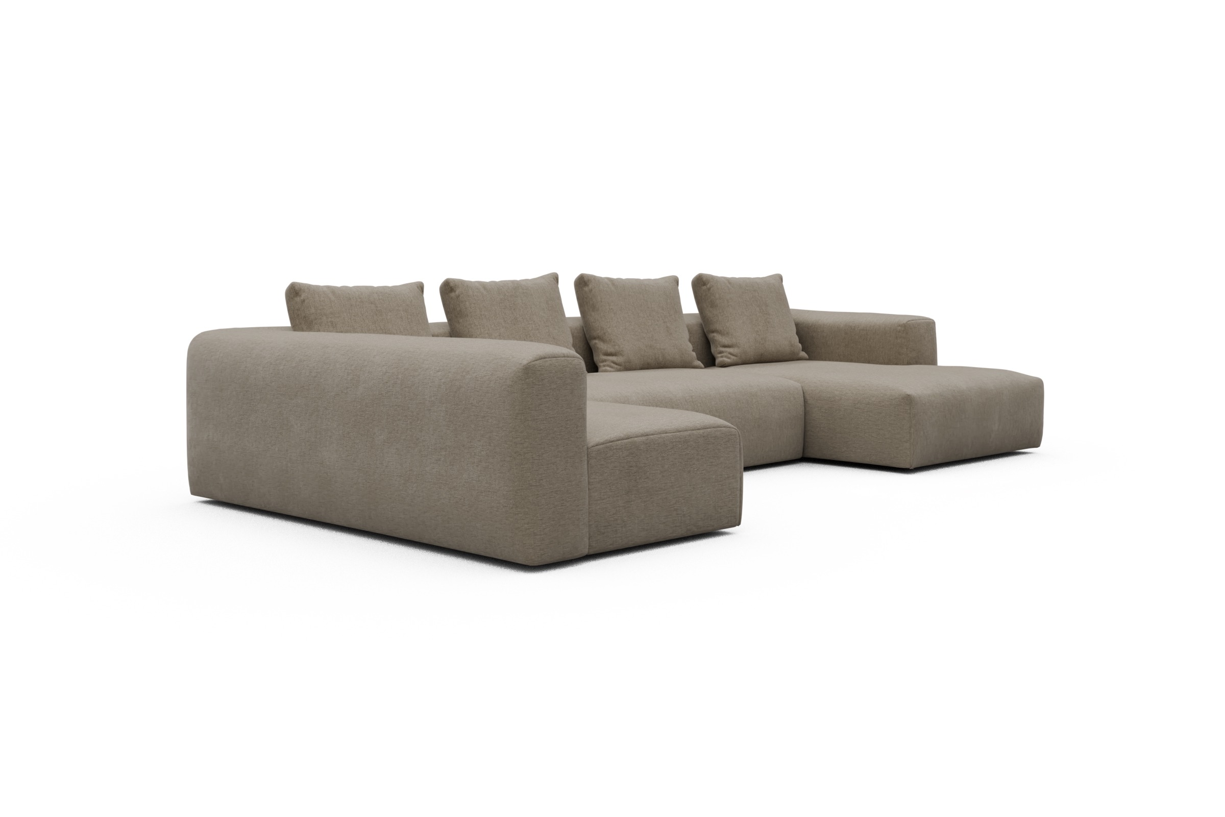 Wohnlandschaft Fred Chaiselongue rechts mit 2-Sitzer und lange Armlehne links Smooth-Belge