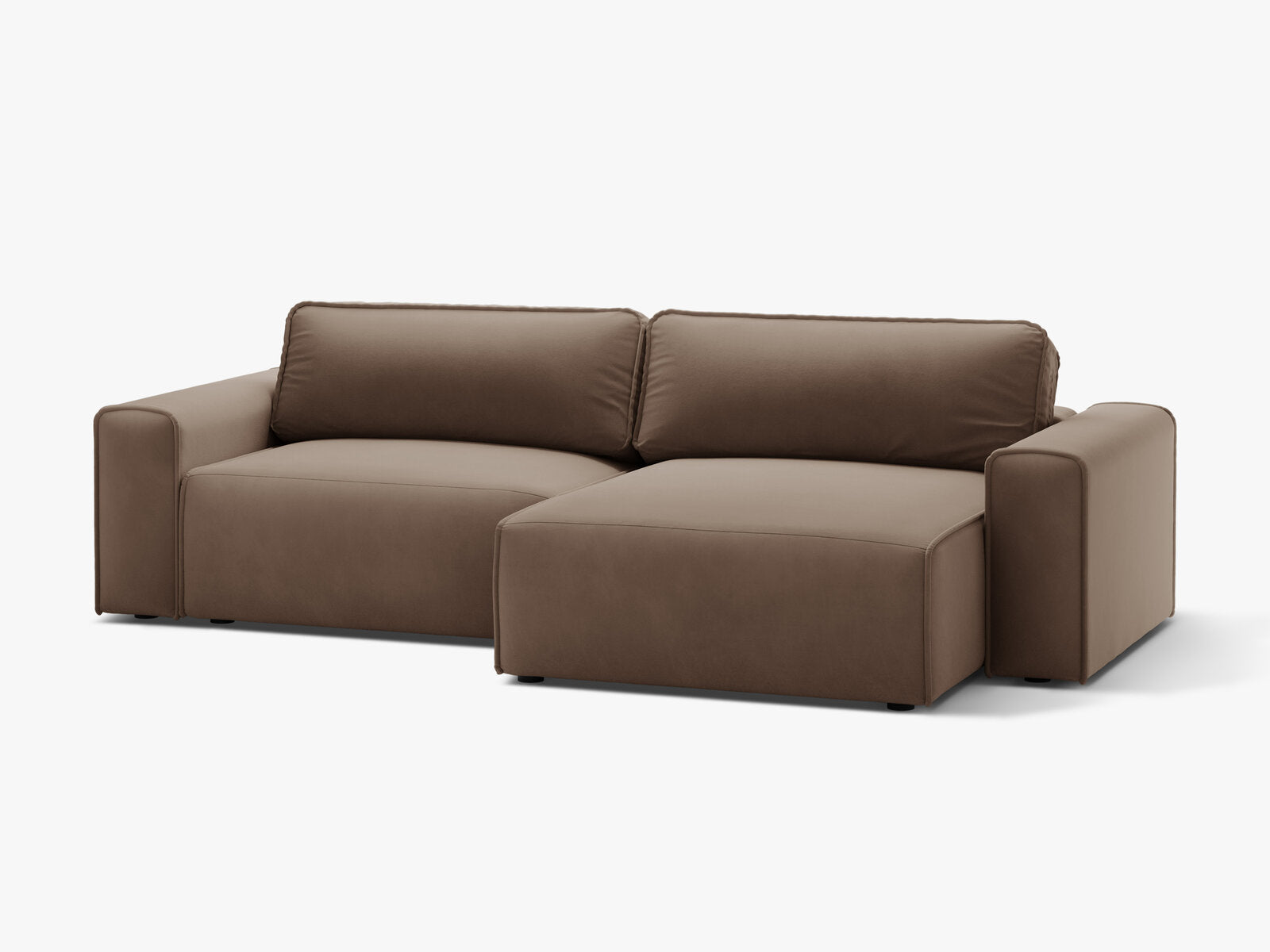 Micadoni Ecksofa Victor 3-Sitzer mit Schlaffunktion Rechts Samt Schokolade