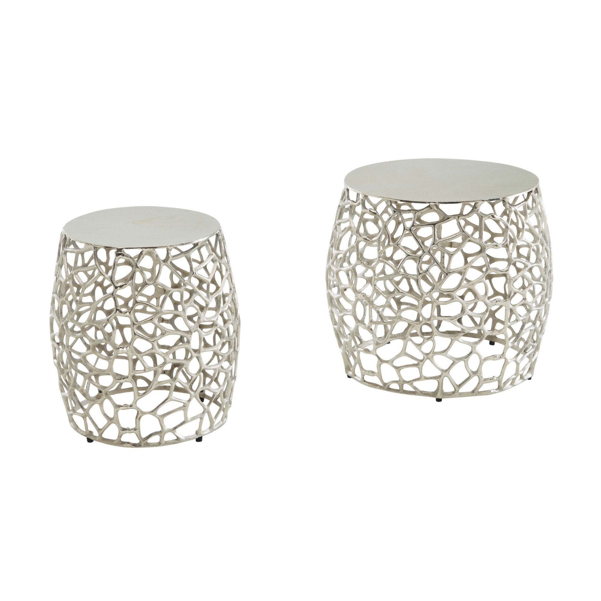 Satztisch 2er-Set Tungudalur Aluminium Silber Ø 46 cm