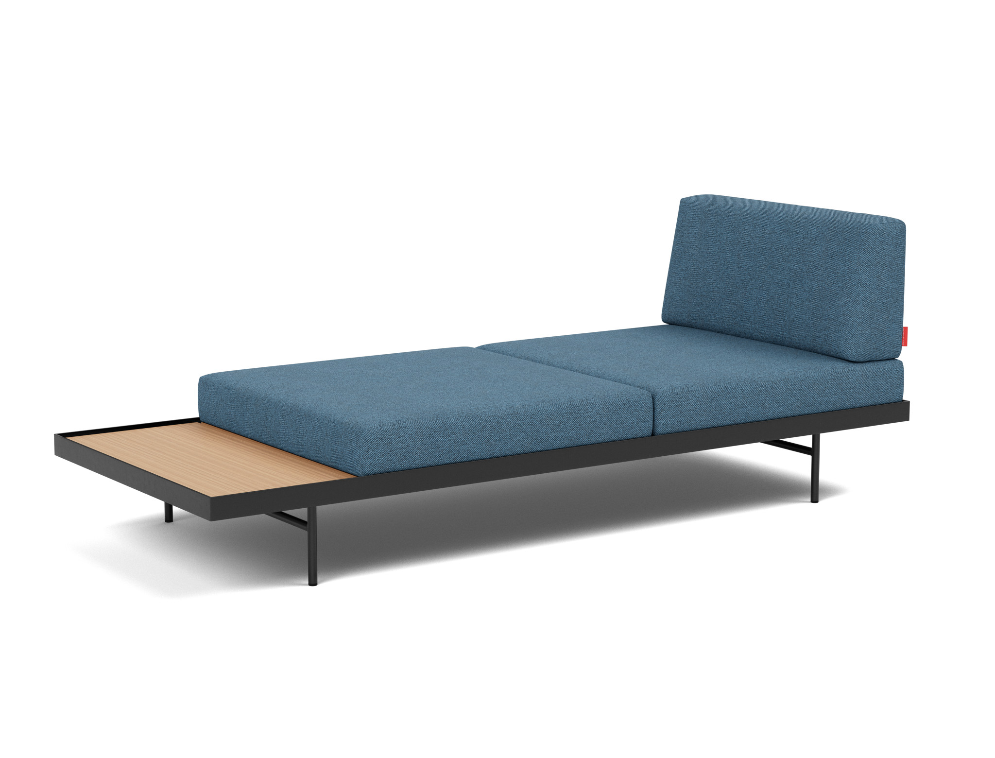 Tagesbett Puri Strukturierter Stoff Weda 302-Weda-Blue Beine mit Eichentisch