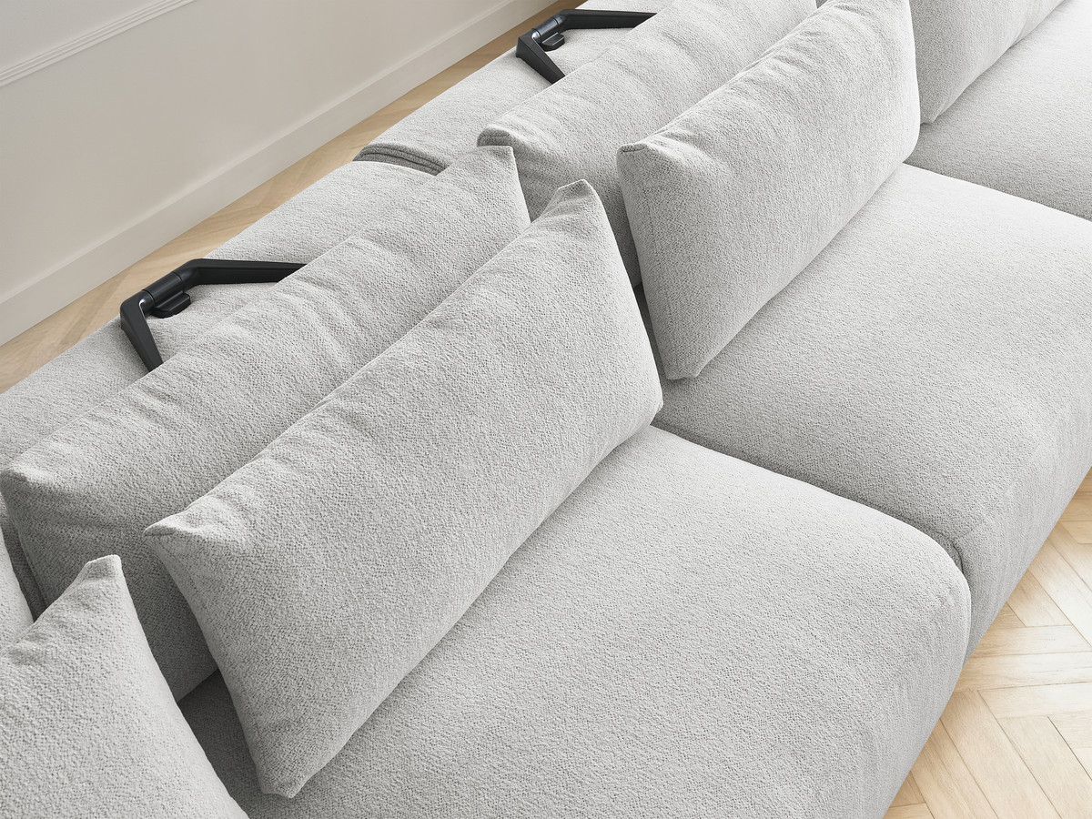 Bobochic Jana Wohnlandschaft mit kleinem Pouf Melange-Stoff Hellgrau