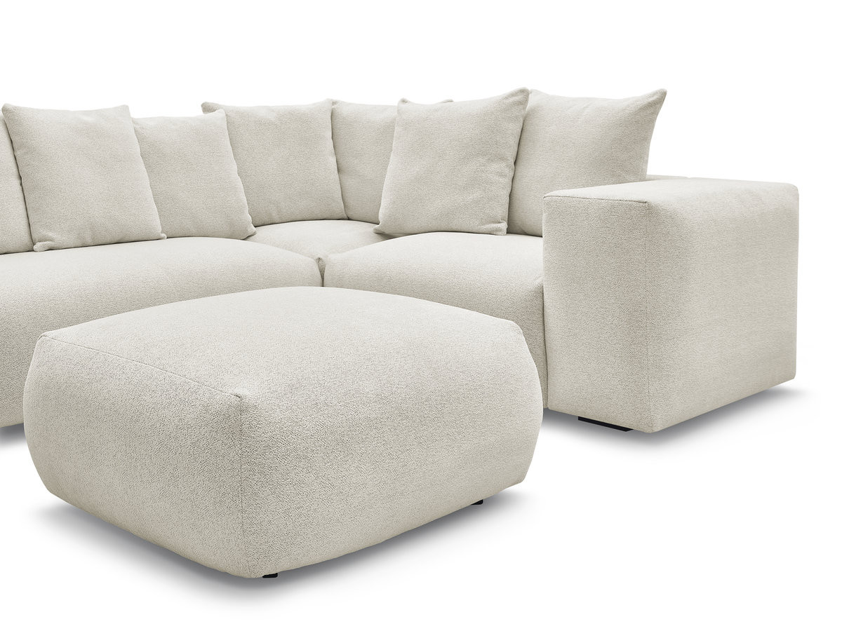 Bobochic Voltaire Ecksofa mit Pouf 268 × 214 cm Melange-Stoff Weiß Ecke rechts
