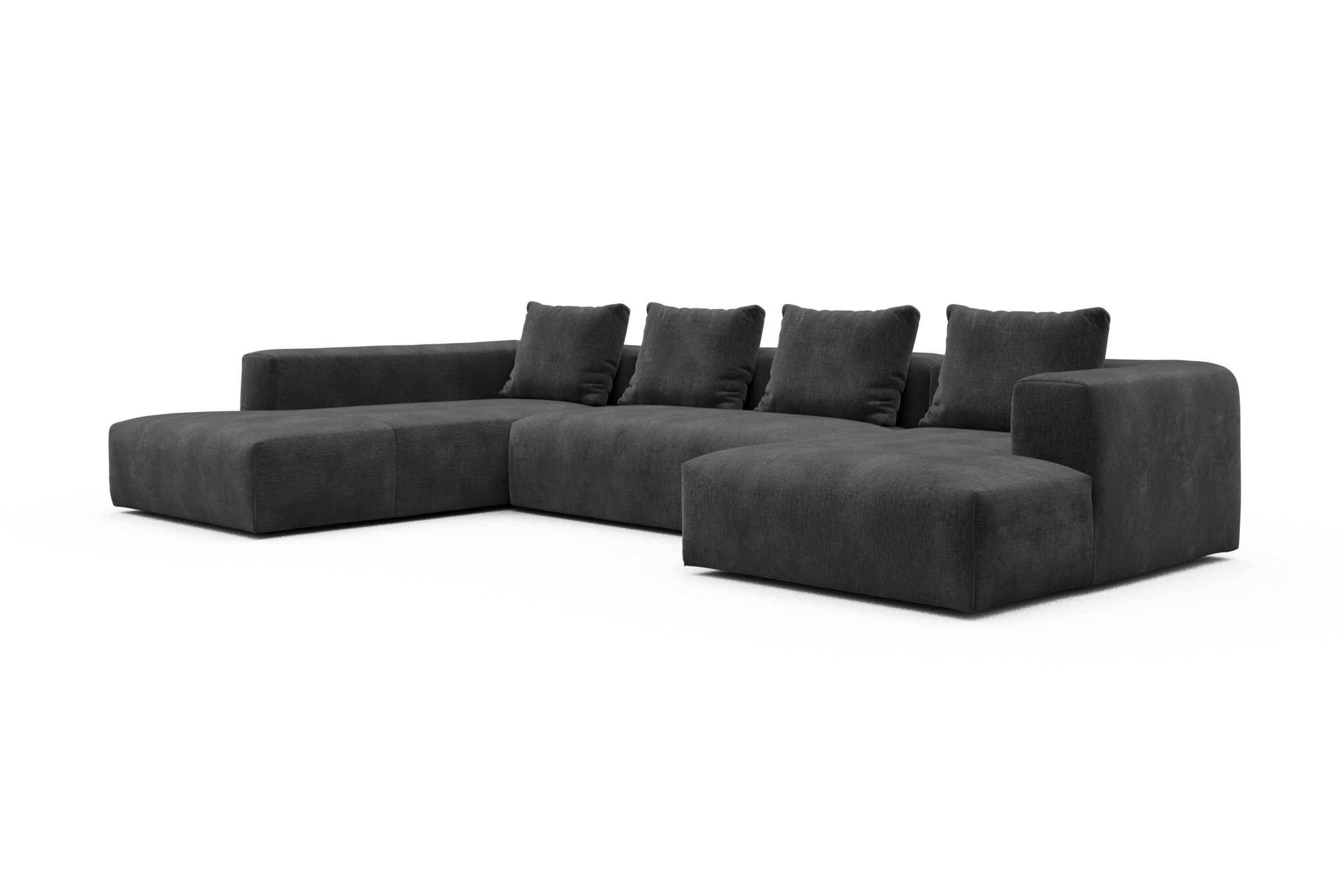 Wohnlandschaft Fred Relax-Ecke links mit 2-Sitzer und Chaiselongue rechts Smooth-Deep-Warm-Grey