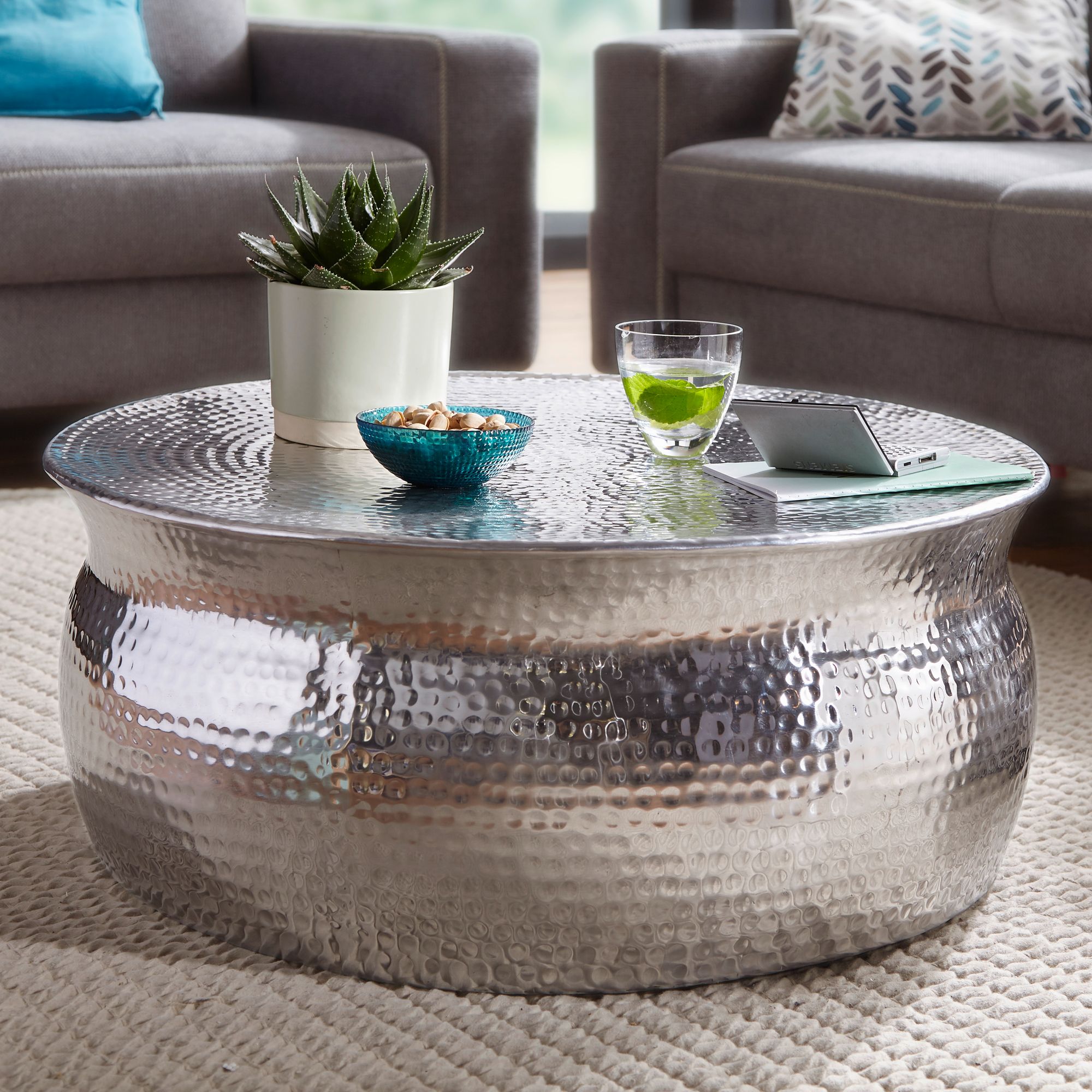 Couchtisch Rorvik Aluminium Silber Ø 75 × H 31 cm