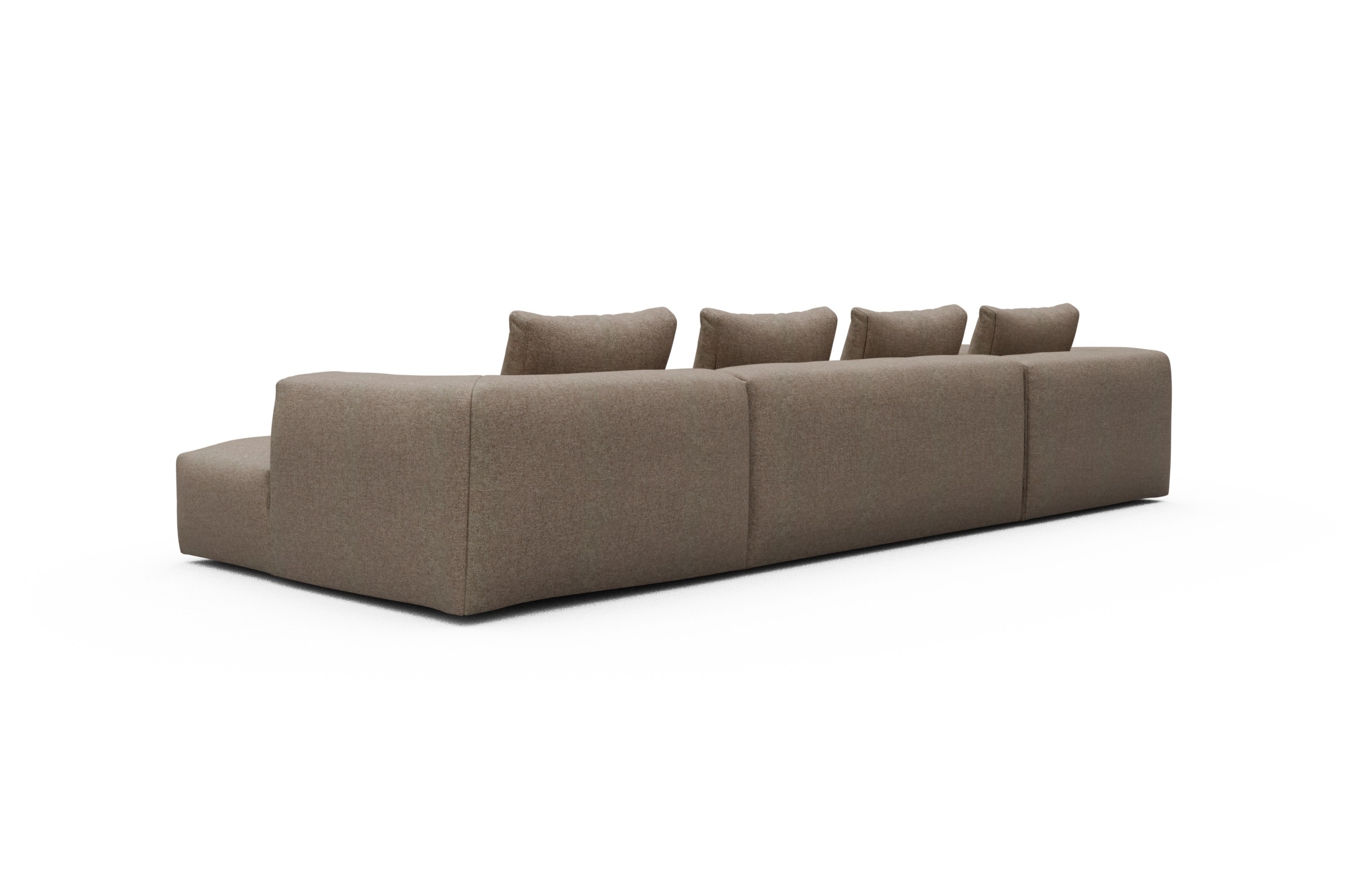 Wohnlandschaft Fred Relax-Ecke links mit 2-Sitzer und Chaiselongue rechts Strukturierter Stoff Sama 338-Antelope