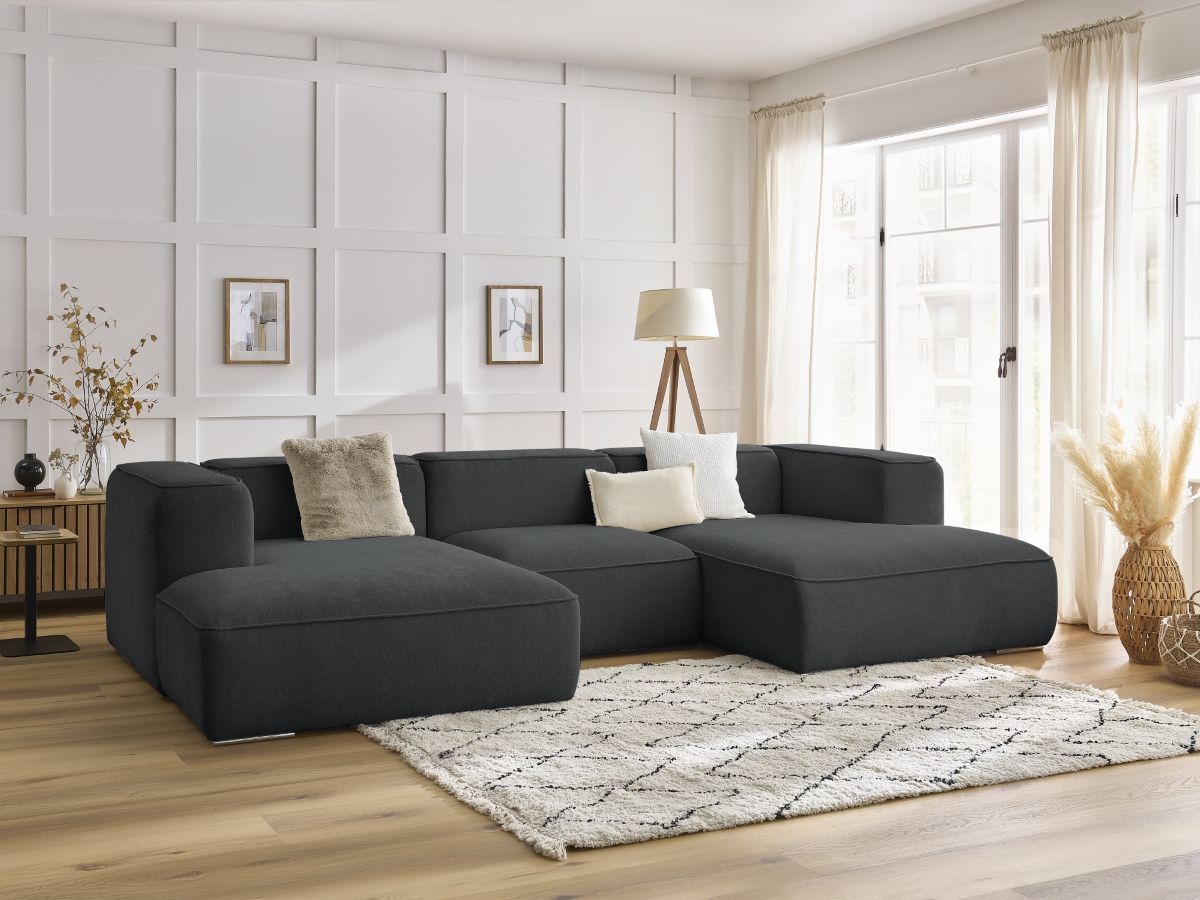 Bobochic Zephyr Wohnlandschaft Strukturstoff Dunkelgrau