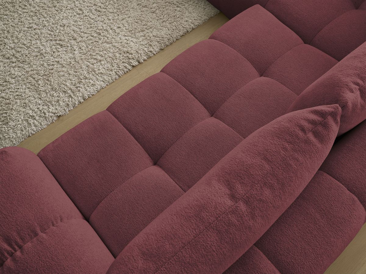 Bobochic Everest Ecksofa mit Schlaffunktion und Bettkasten 320 × 212 cm, 5 Kissen Melange-Stoff Rot Ecke links