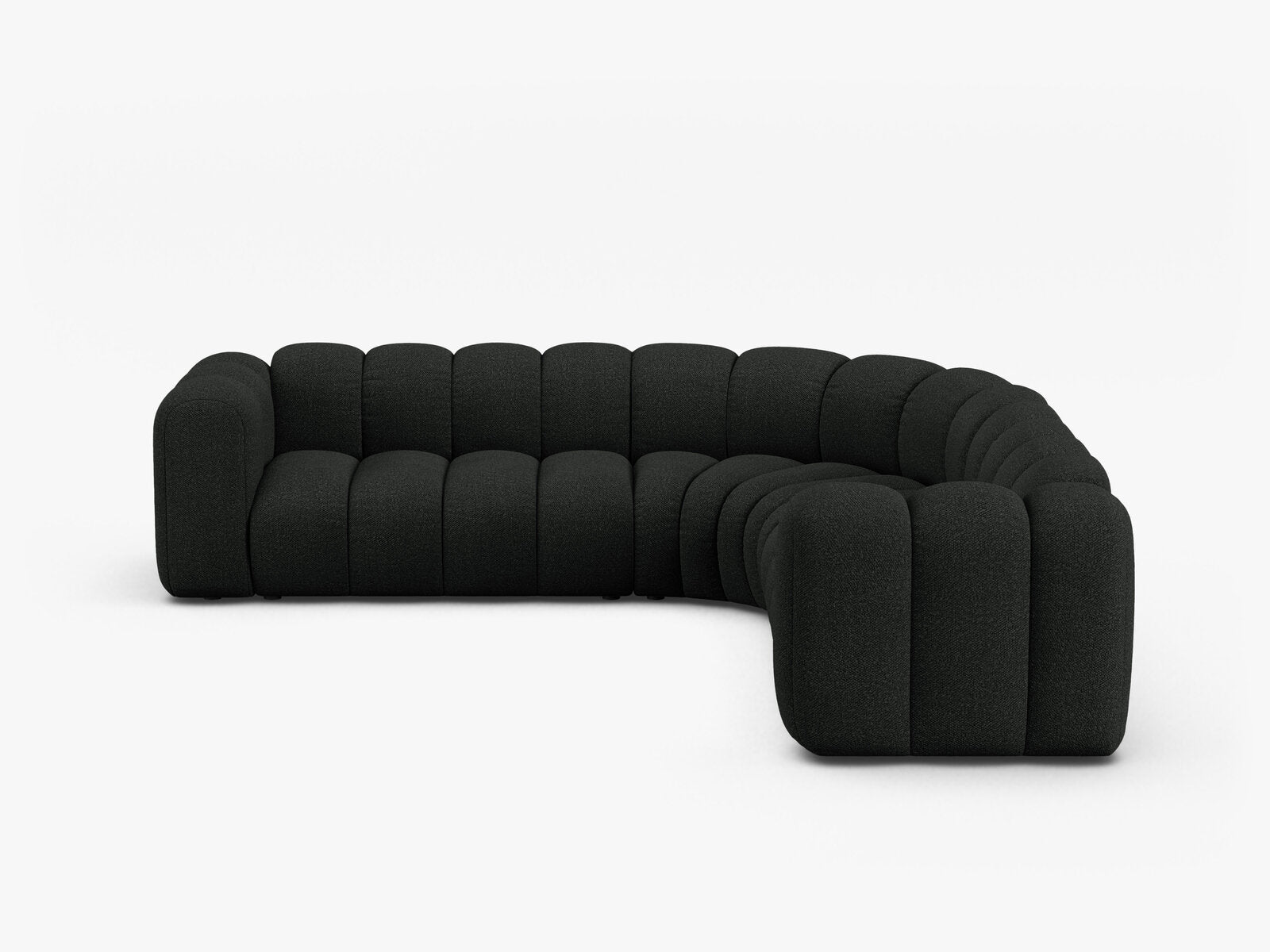 Micadoni symmetrisches Ecksofa Lupine 5-Sitzer mittelgroß Boucle Baloo Schwarz