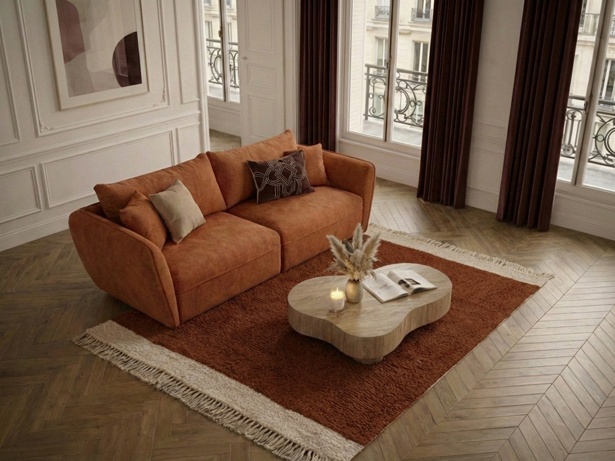 Bobochic Luigi Sofa 3-Sitzer Strukturstoff Orange