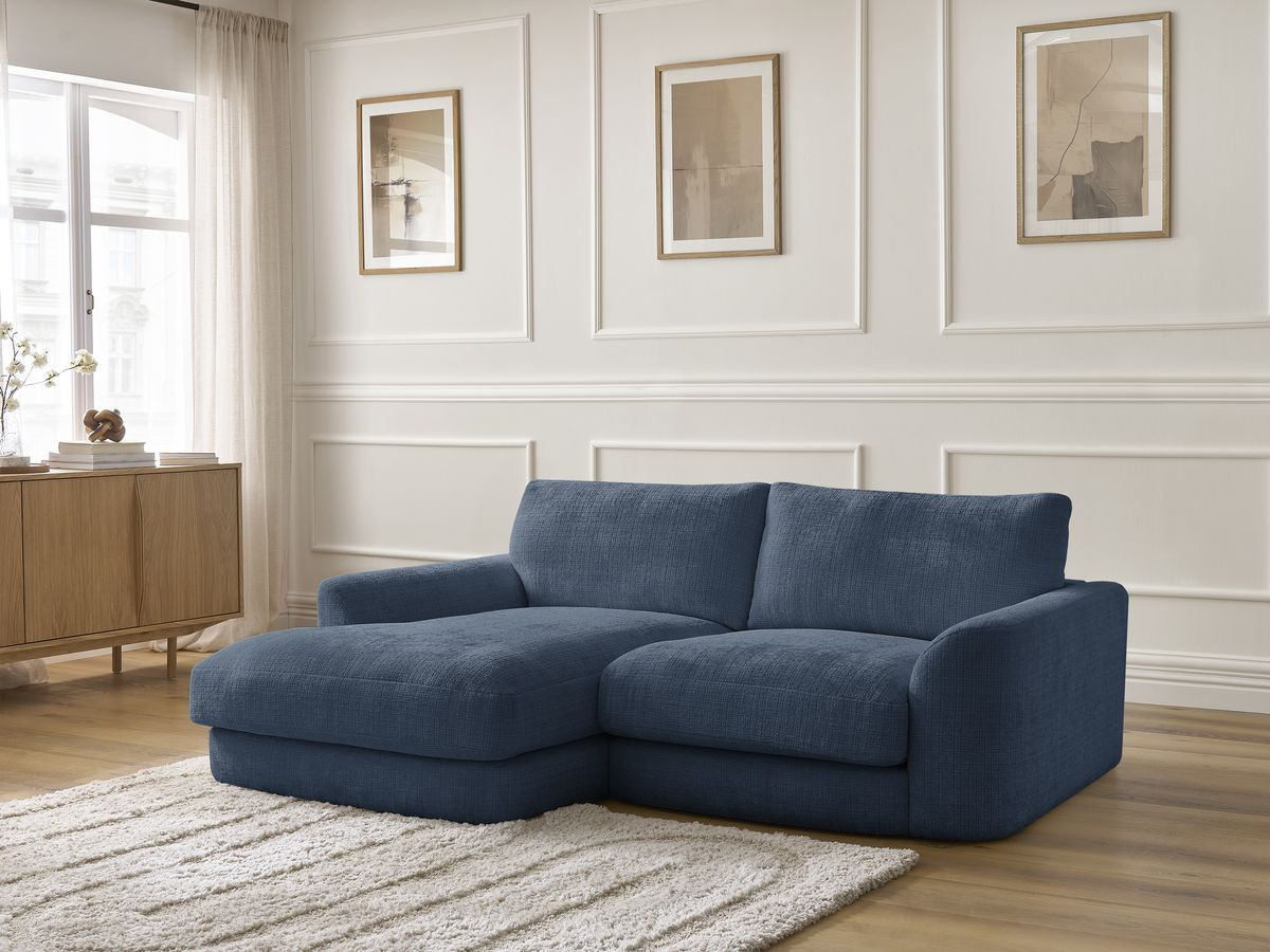 Bobochic Leonore Ecksofa Strukturstoff Dunkelblau Ecke links