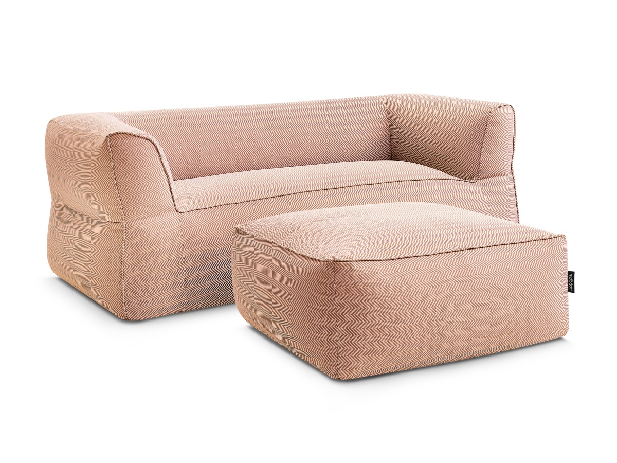 Bobochic Nour Gartensofa 4-Sitzer mit Pouf Stoff Orange