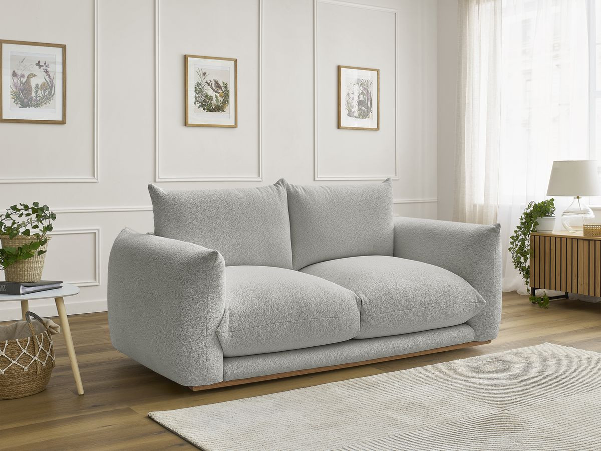 Bobochic Ernest Sofa 2-Sitzer Bouclé-Stoff Hellgrau