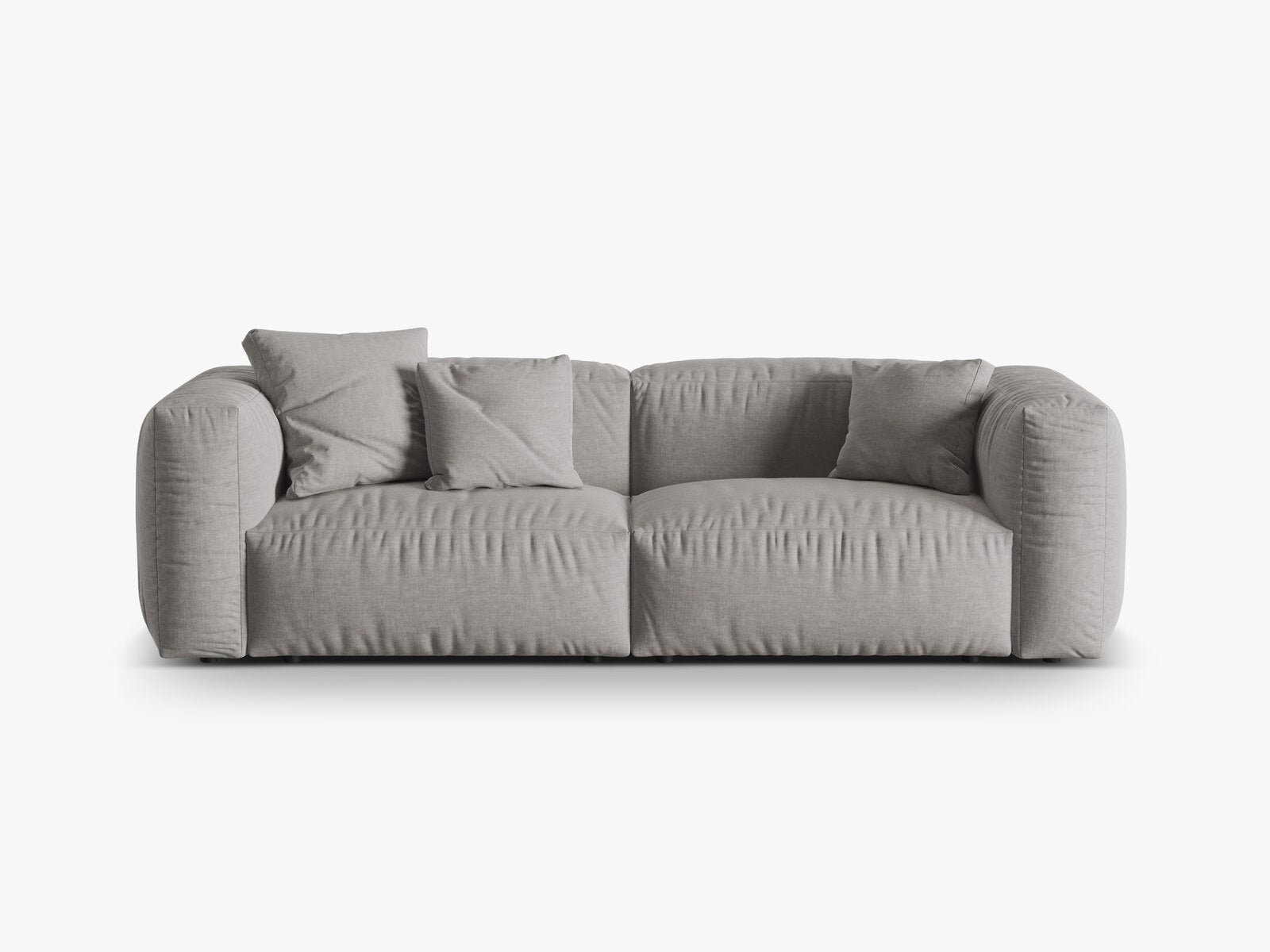 Micadoni Sofa Martina 3-Sitzer Strukturierter Stoff Boston Hellgrau