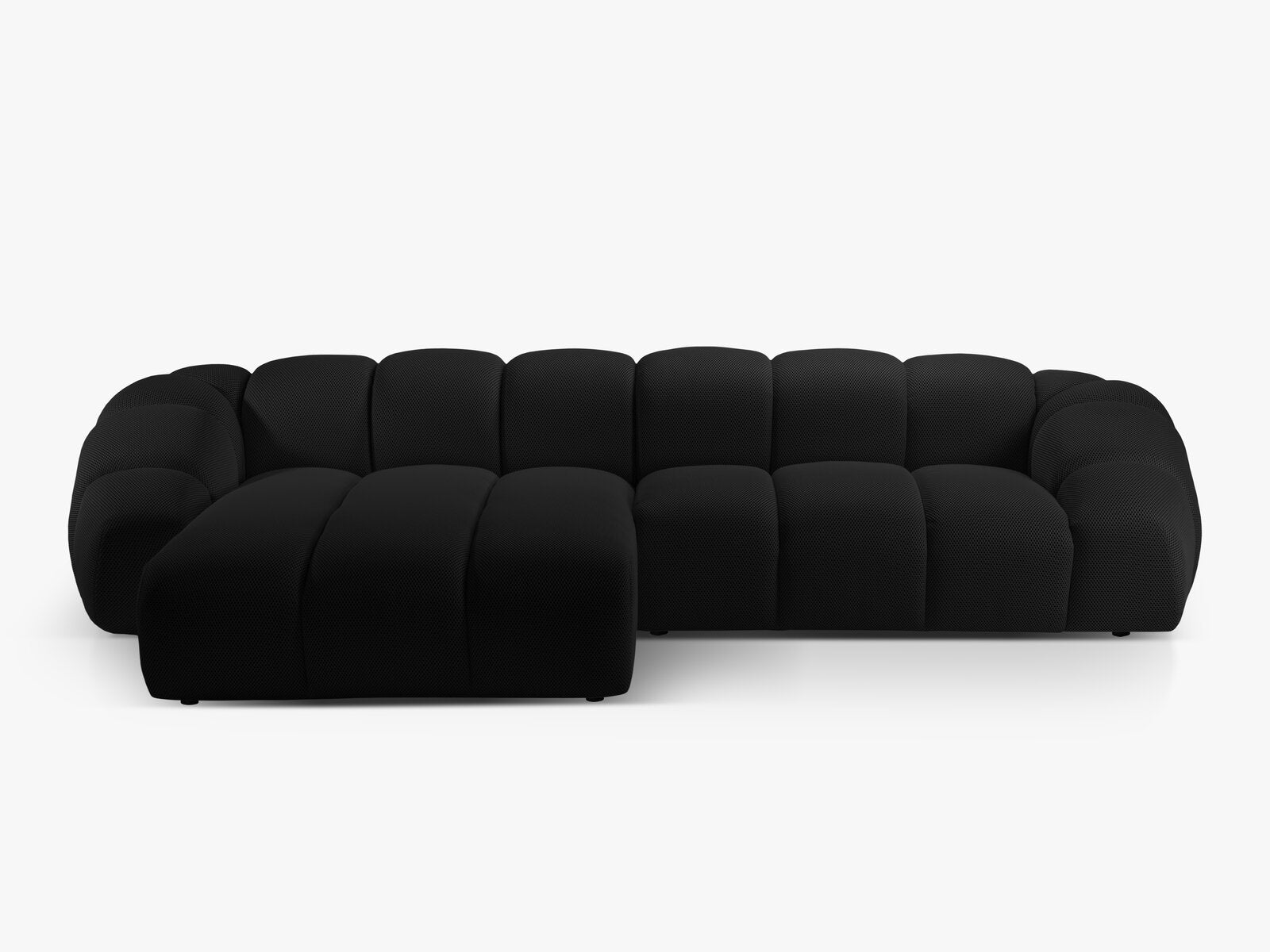 Micadoni Ecksofa Diana 4-Sitzer Links 3D-Stoff Schwarz