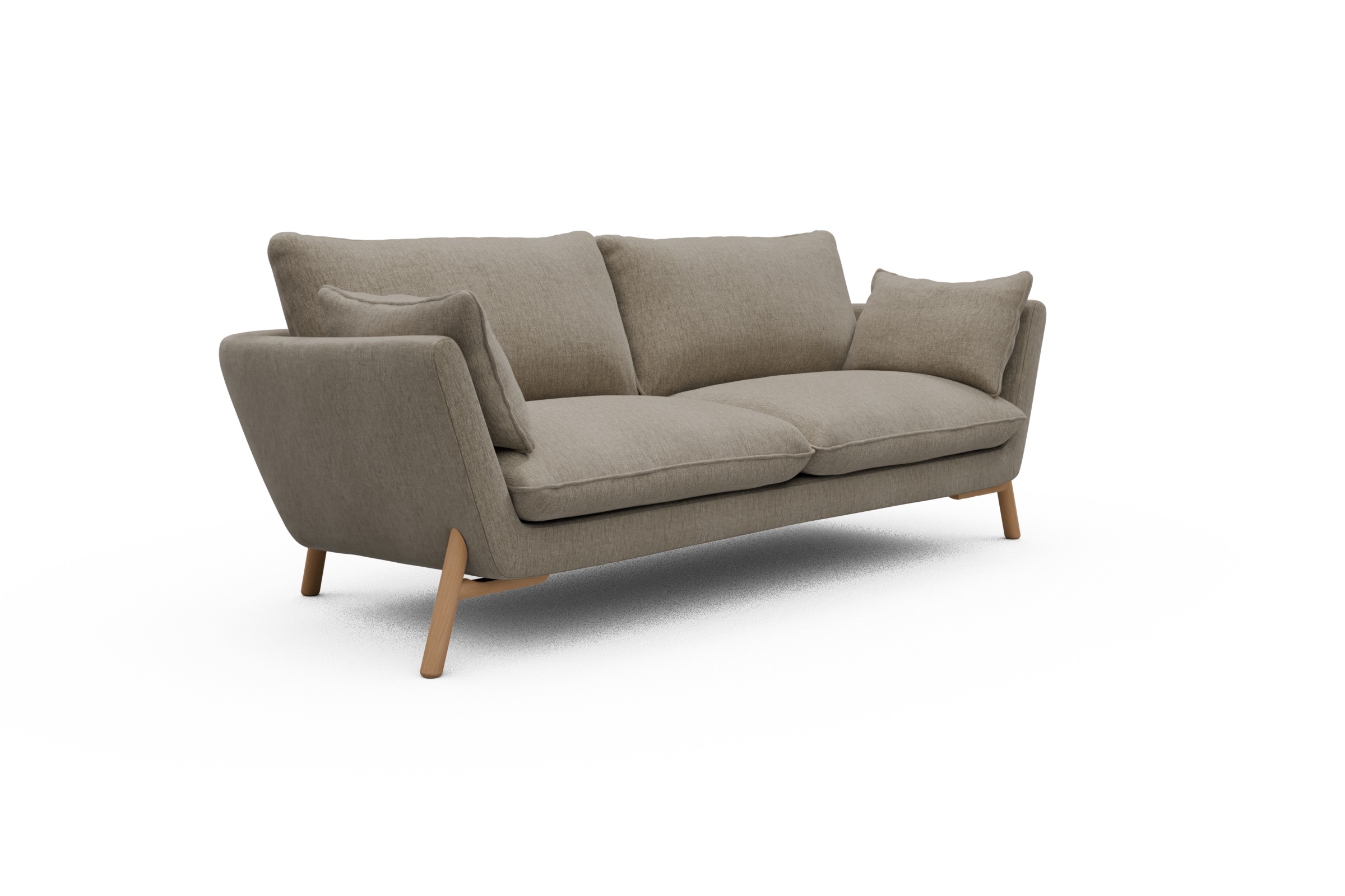 Sofa Emil 3-Sitzer Beinfarbe Eiche Natur Smooth-Beige