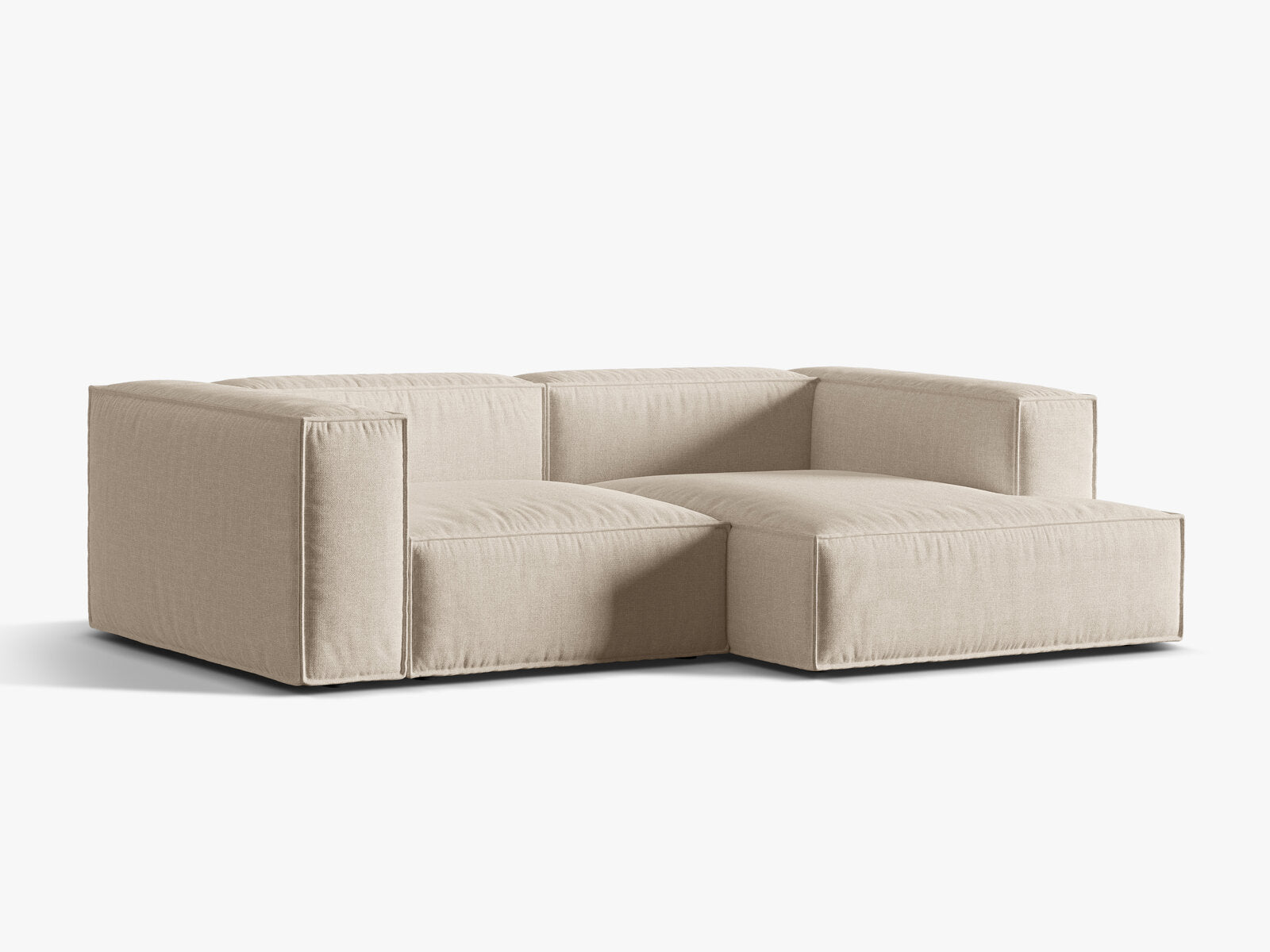 Micadoni Ecksofa Nuria 3-Sitzer Rechts Strukturierter Stoff Beige