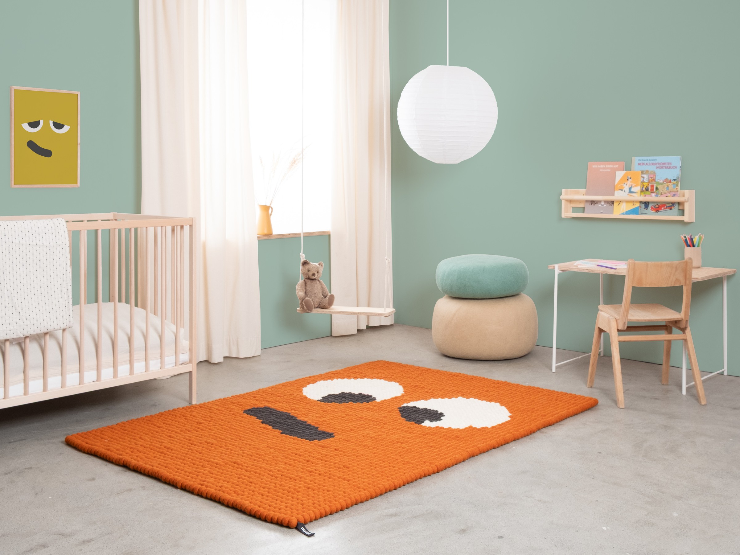 myfelt Dieter Filzkugelteppich Orange