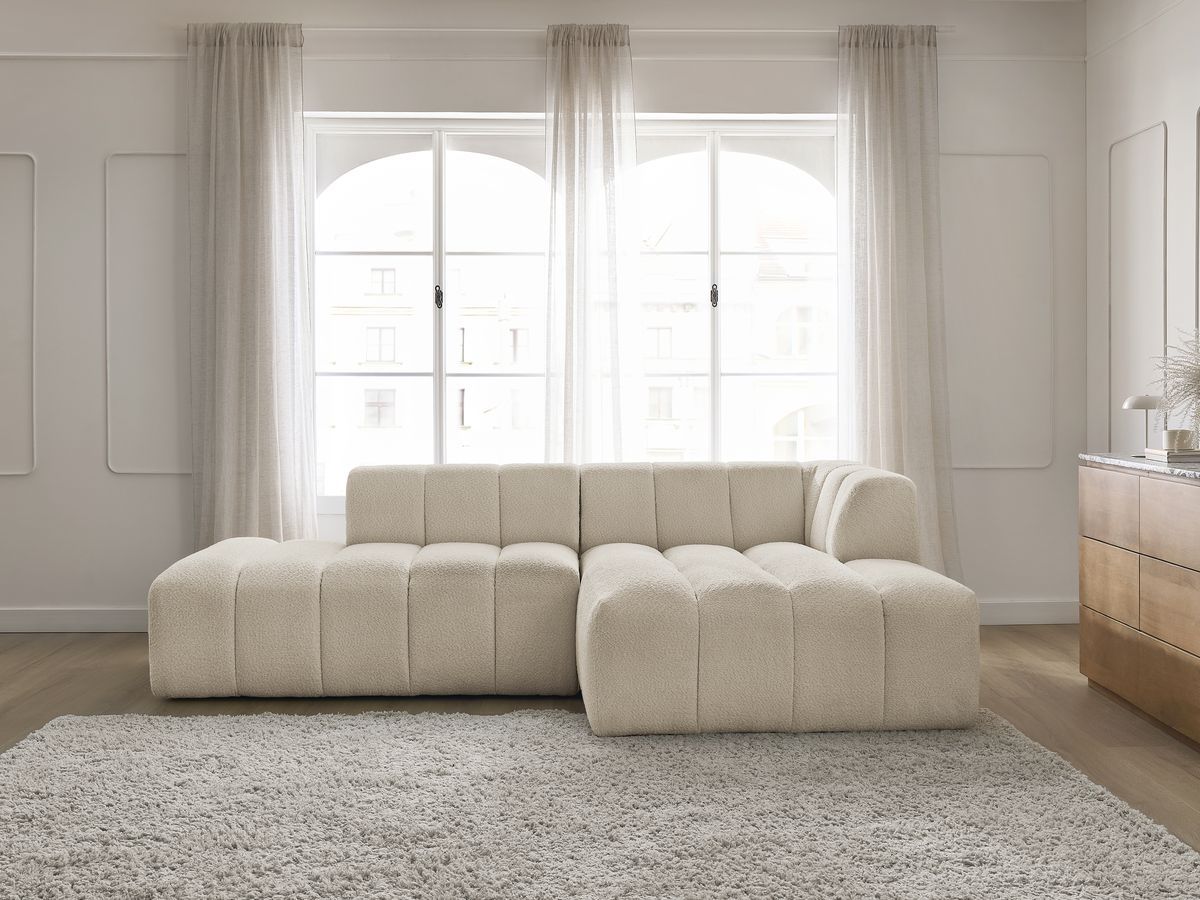Bobochic Annecy Ecksofa Bouclé-Stoff Beige Ecke rechts