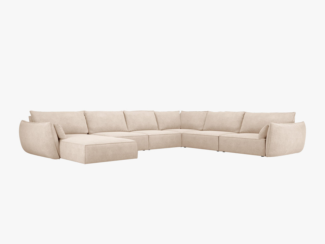 Micadoni Panorama-Ecksofa Kaelle 8-Sitzer Rechts Chenille Over The Horizon Beige