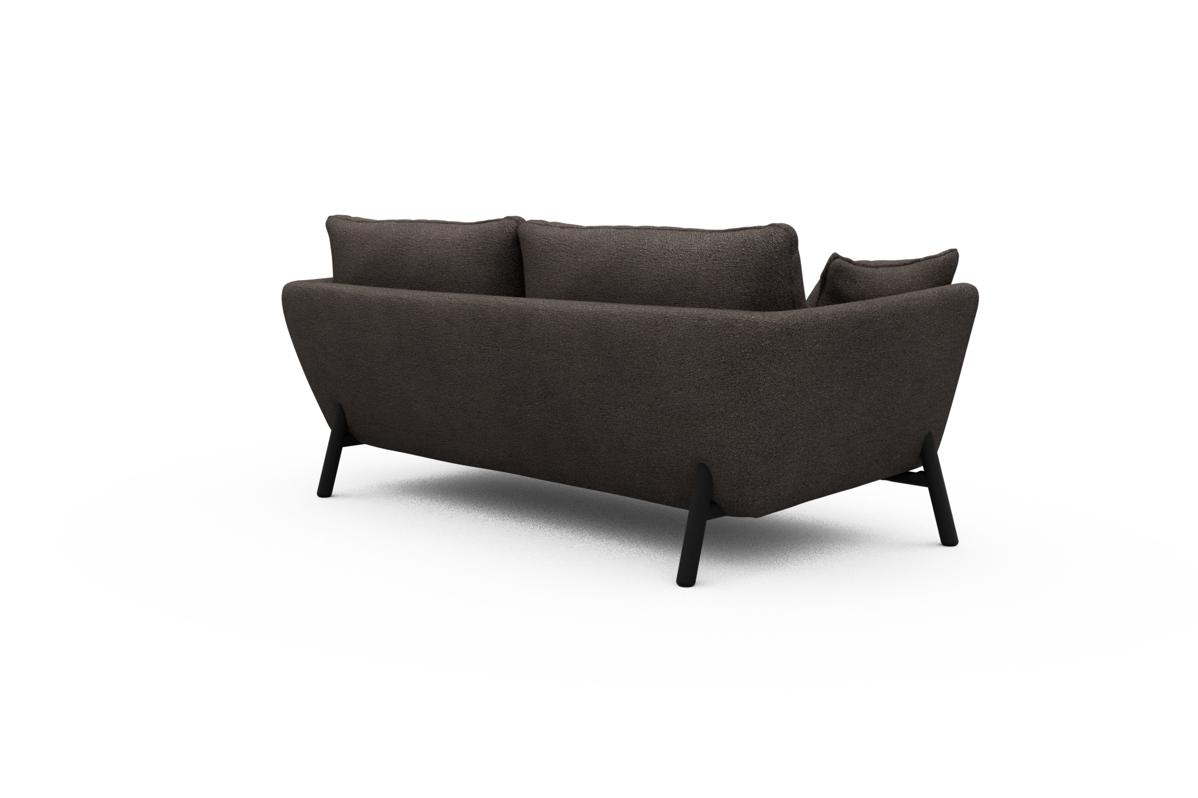 Sofa Emil 2-Sitzer Beinfarbe Eiche Schwarz Boucle-Taupe