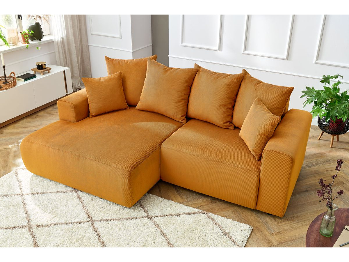 Bobochic Enjoy Ecksofa Cordsamt Gelb Ecke links