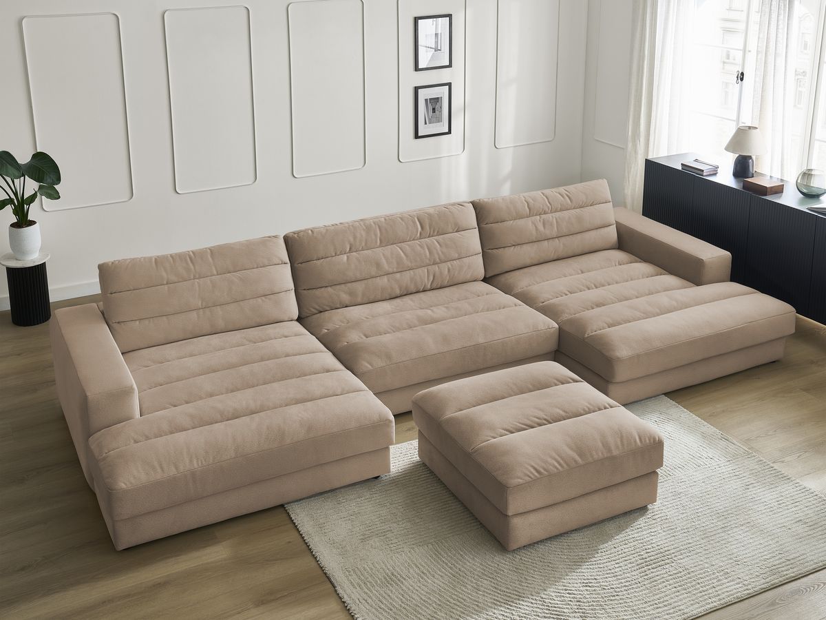 Bobochic Sierra Wohnlandschaft mit Pouf Samt Taupe