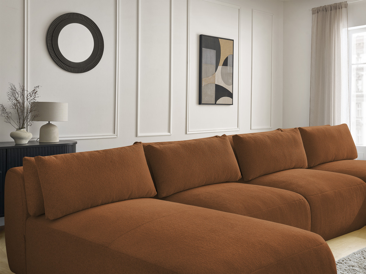 Bobochic Jana Wohnlandschaft mit kleinem Pouf Melange-Stoff Orange