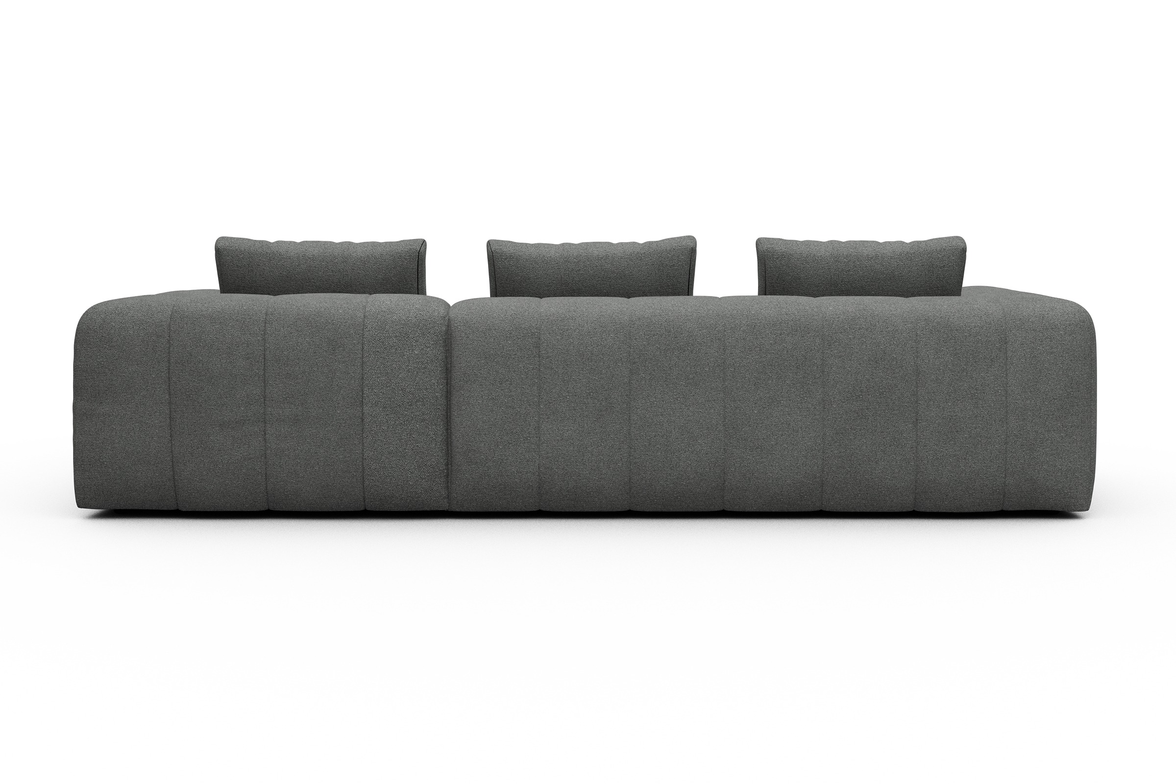 Ecksofa Hugo 2,5-Sitzer Armlehne links mit Chaiselongue Boucle-Ash-Grey
