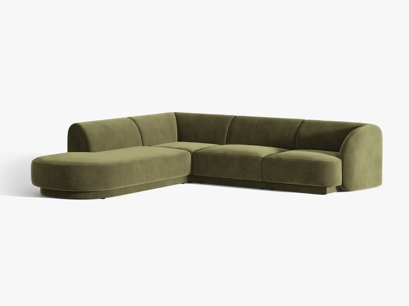 Micadoni Ecksofa Miley 6-Sitzer Links Samt Bluvel Grün