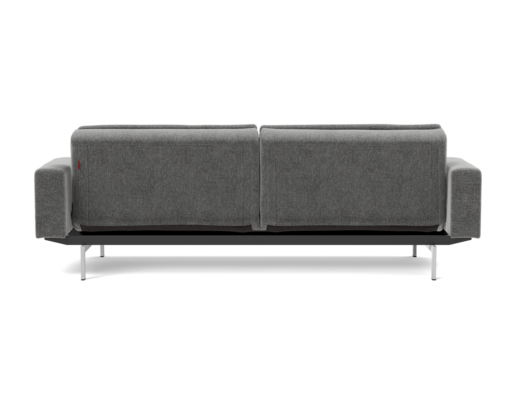Schlafsofa Dublexo mit Armlehnen Strukturierter Stoff Twist 563-Charcoal Beine Chrom